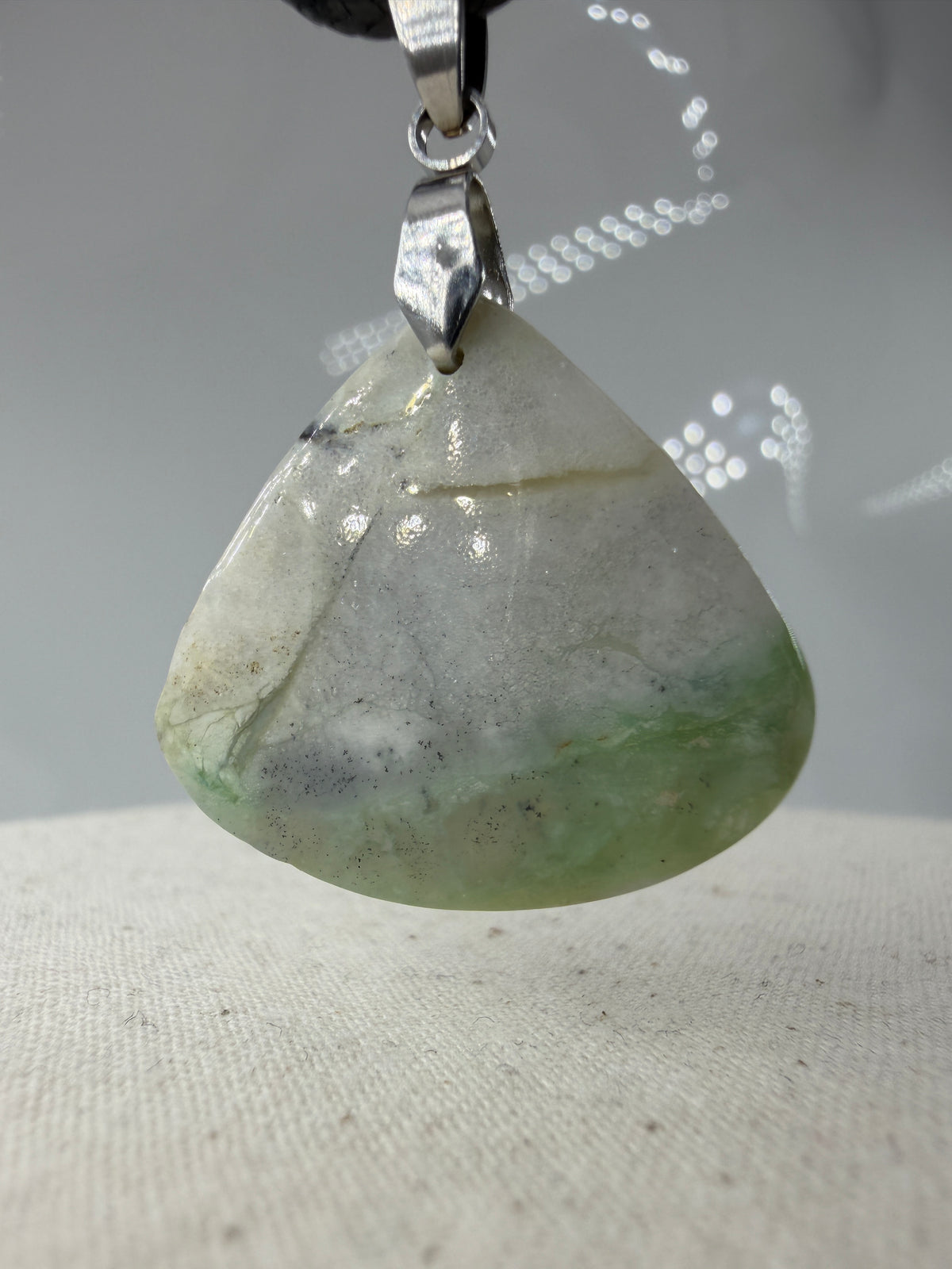 Aquaprase Cabochon-Anhänger AP15 mit Edelstahl-Clip – zartes Blaugrün, kompaktes Format, ca. 2,5 × 1,8 cm