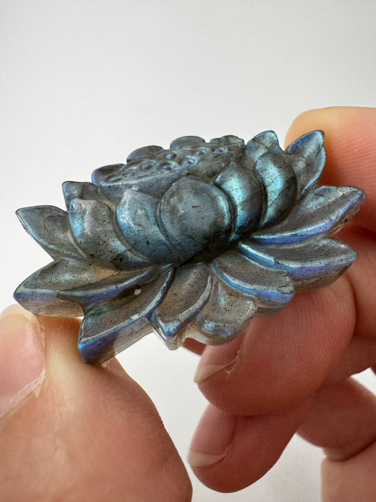 Labradorit Lotusblume – Carving aus Labradorit