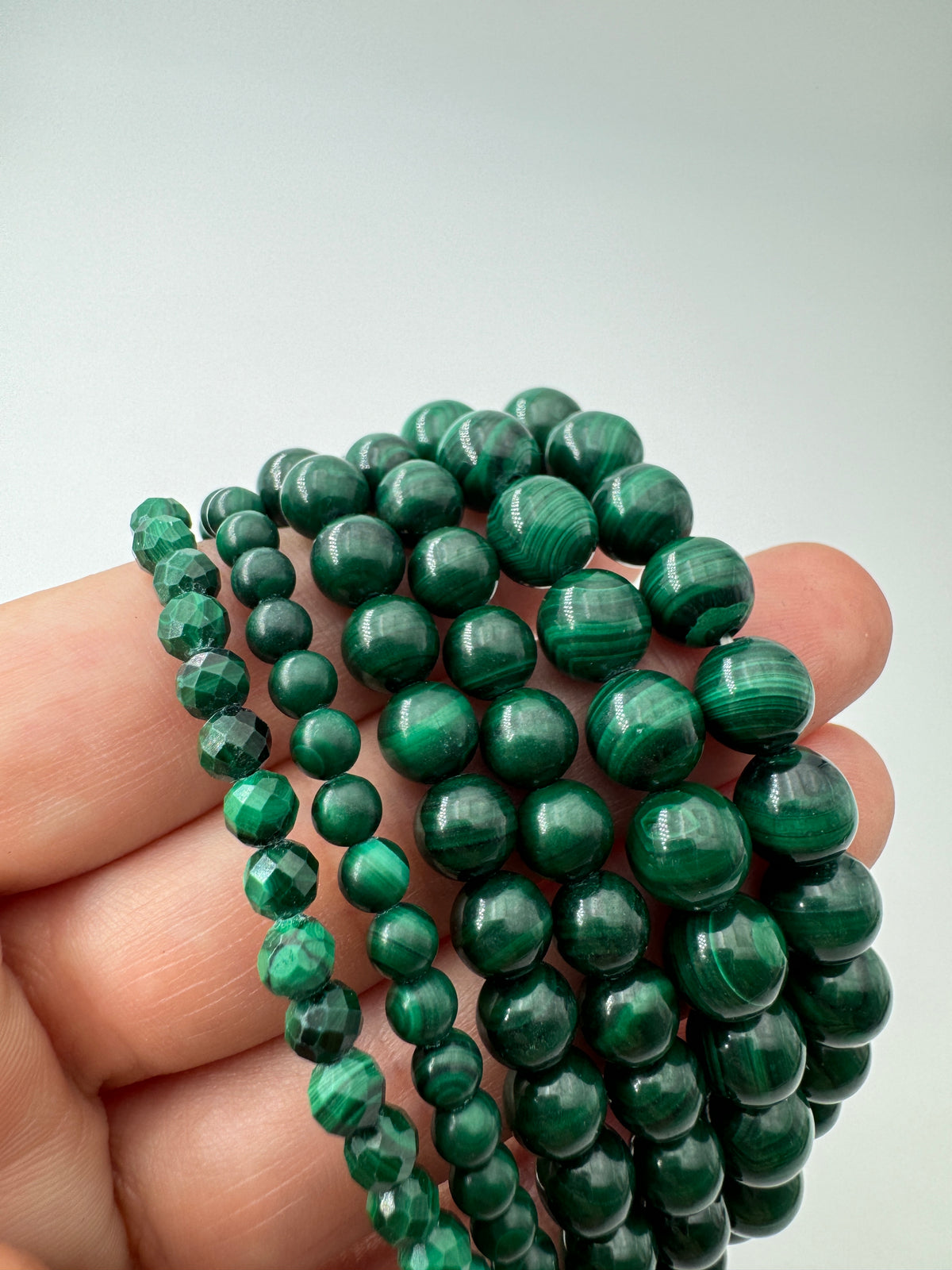 Malachit Armband, ca. 19 cm, mit ausgeprägter Malachit-Bänderung