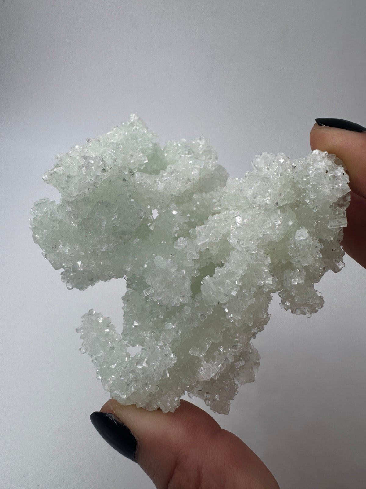 Prehnit P89 pseudomorph nach Laumontit, 9 × 8 × 6 cm, Indien – seltene Pseudomorphose mit prismatischer Laumontit-Kristallform, Sammlerstück